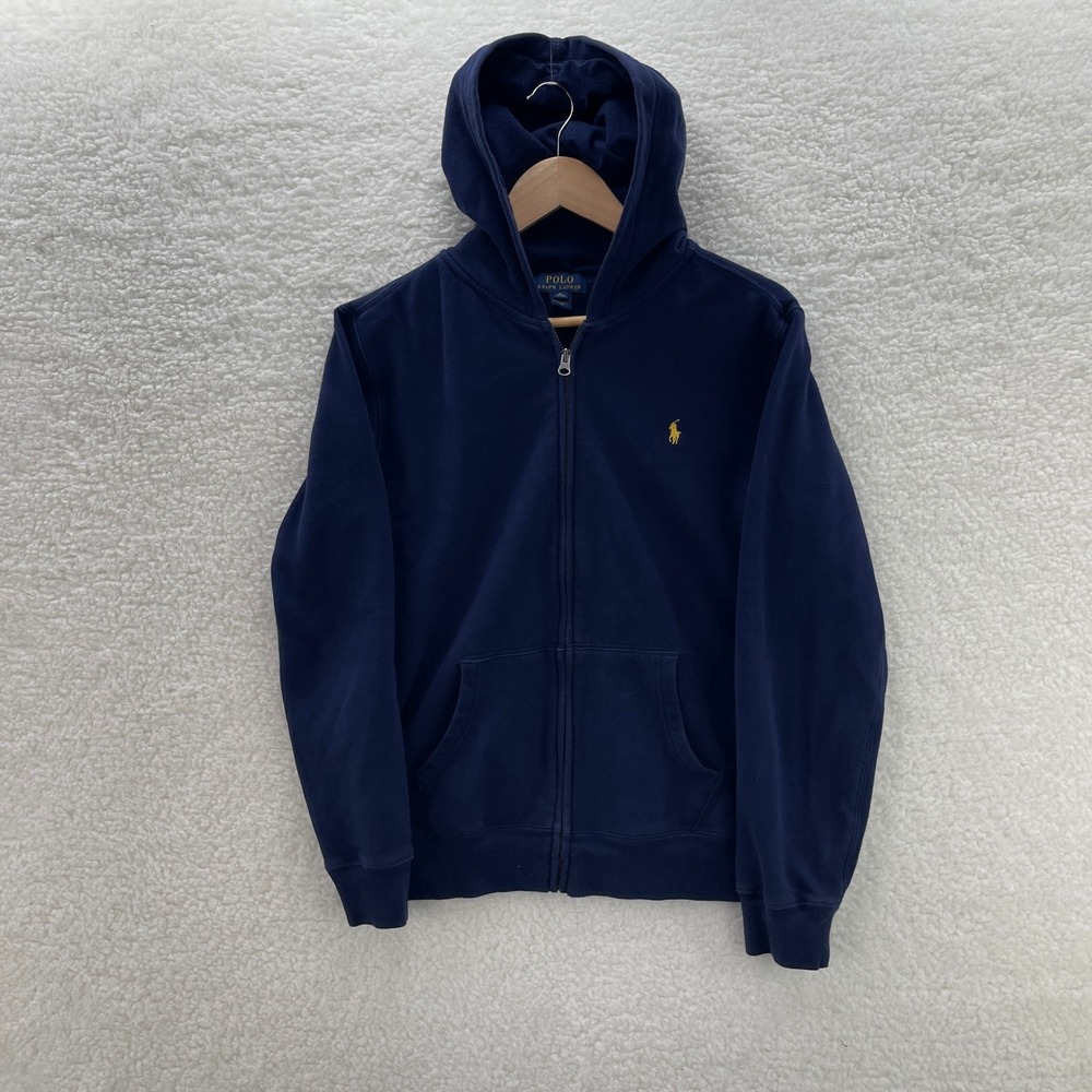Polo Ralph Lauren Hoodie Youth XL Navy Blue Full Zip Preppy Essential Outdoor